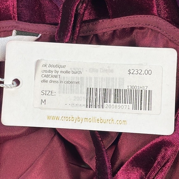 NWT Crosby by Mollie Burch Ellie Velvet Mini Swing Trapeze Dress Cabernet Red M - Picture 12 of 14